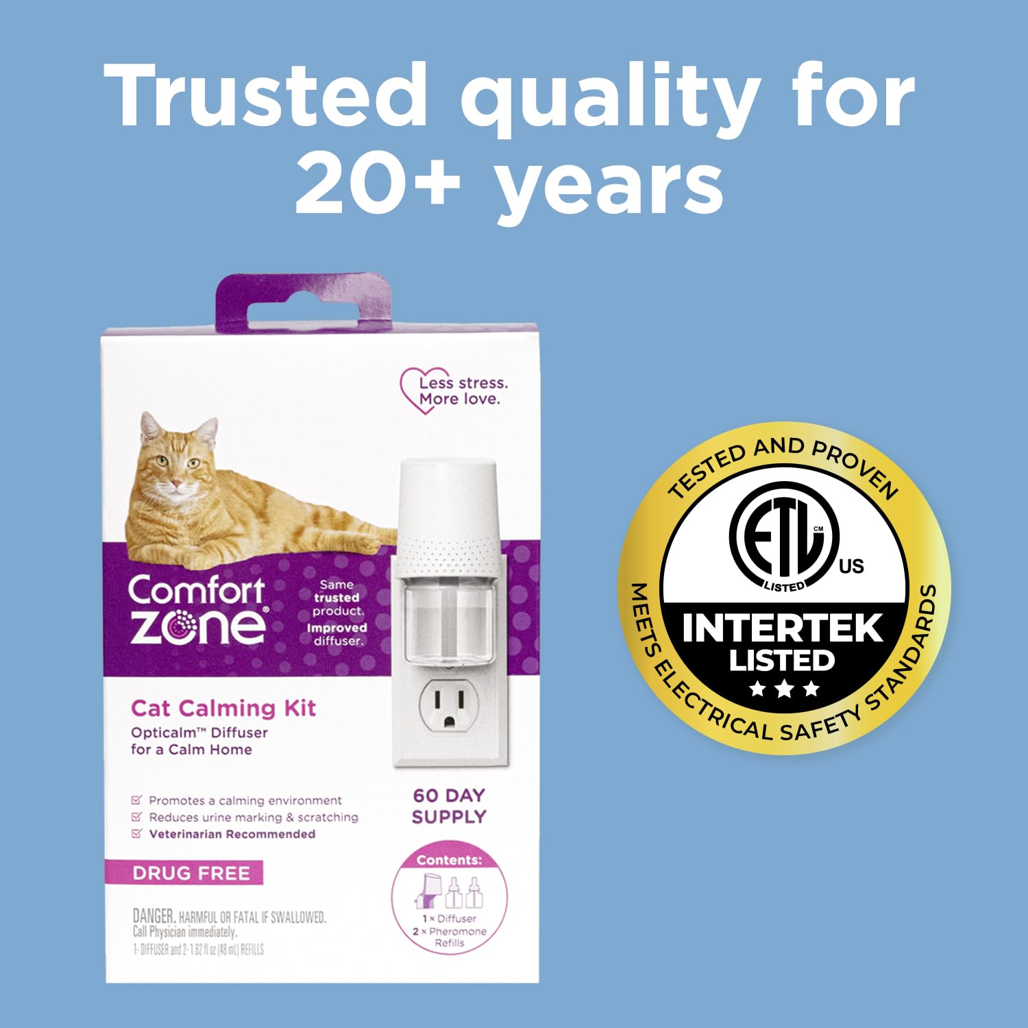 Comfort Zone UL safety label reinforces safe, tested product for homes.