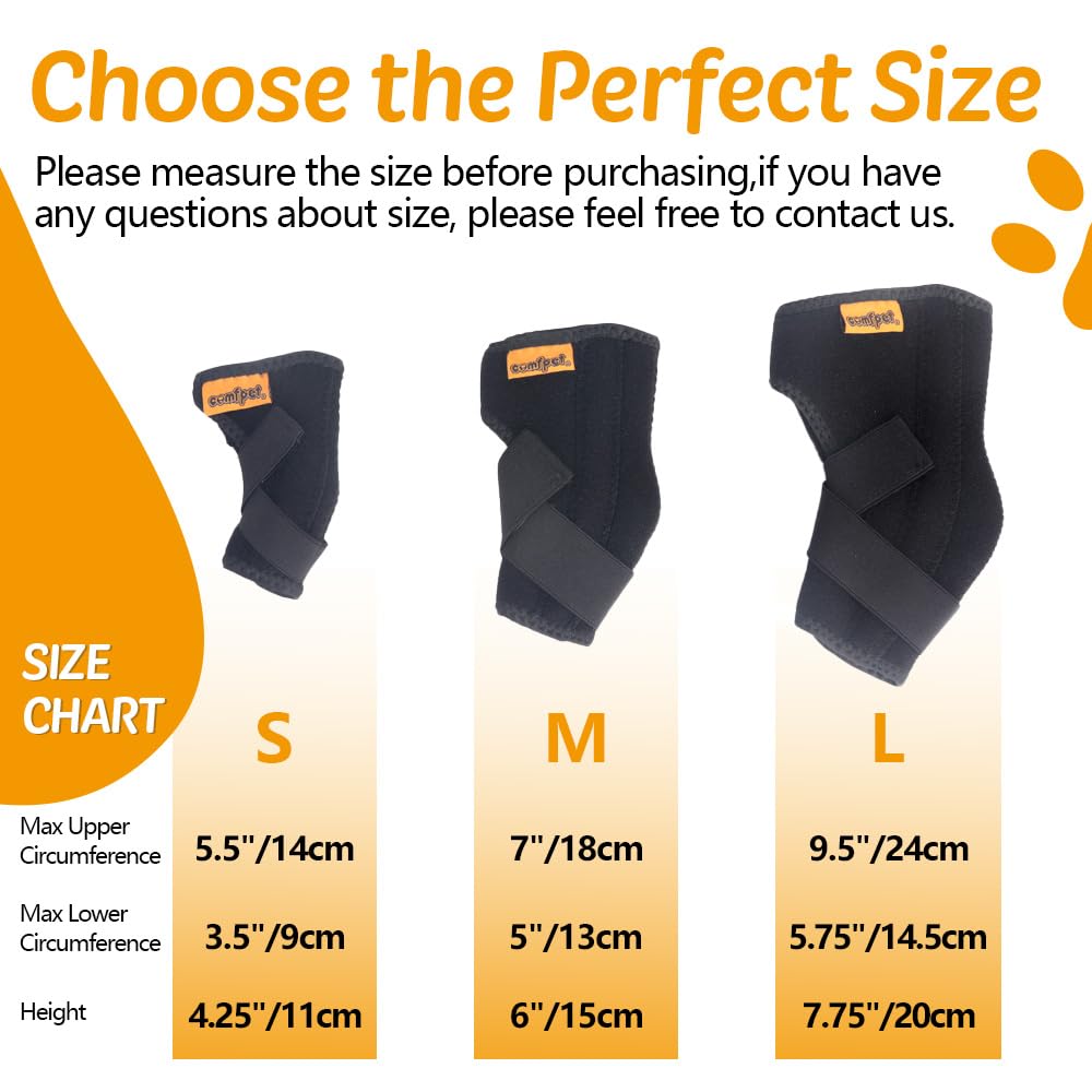 COMFPET size-guide visual helps pick proper Size M for Beagle or Spaniel