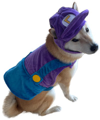 ComfyCamper dog costume hat closeup purple-blue detail for pet fashion photos.