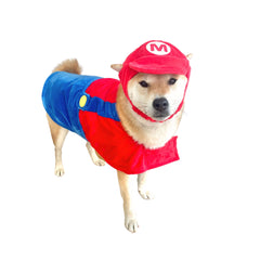 ComfyCamper hat and suspenders dog costume hat close-up for festive Halloween photos.