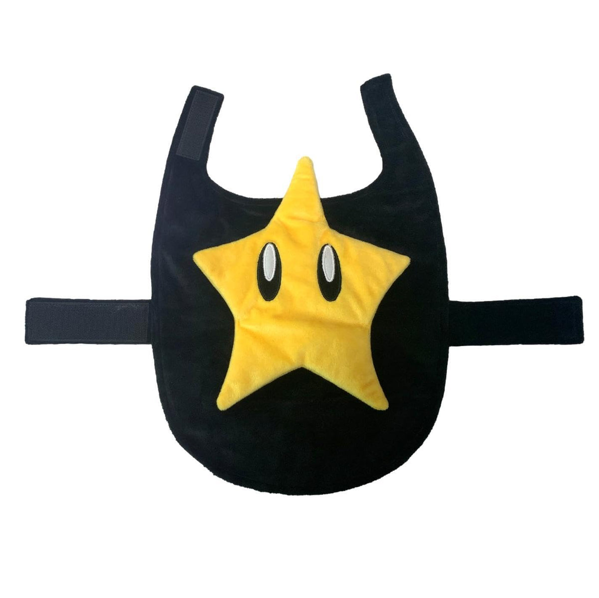 ComfyCamper hat and suspenders dog costume in space-star yellow, ideal for Halloween photoshoots.