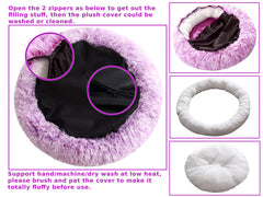Comlax Calming Donut Bed purple 32-inch front view showcases warm hug-like comfort.
