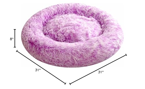 Comlax Calming Donut Bed purple color angle emphasizes decor-friendly, cozy design.