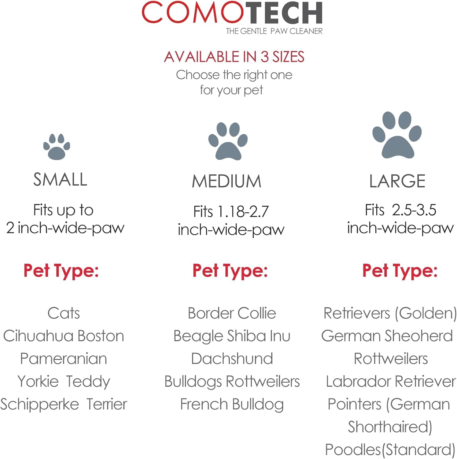 Comotech paw cleaner cup closeup highlights easy mud removal after walks
