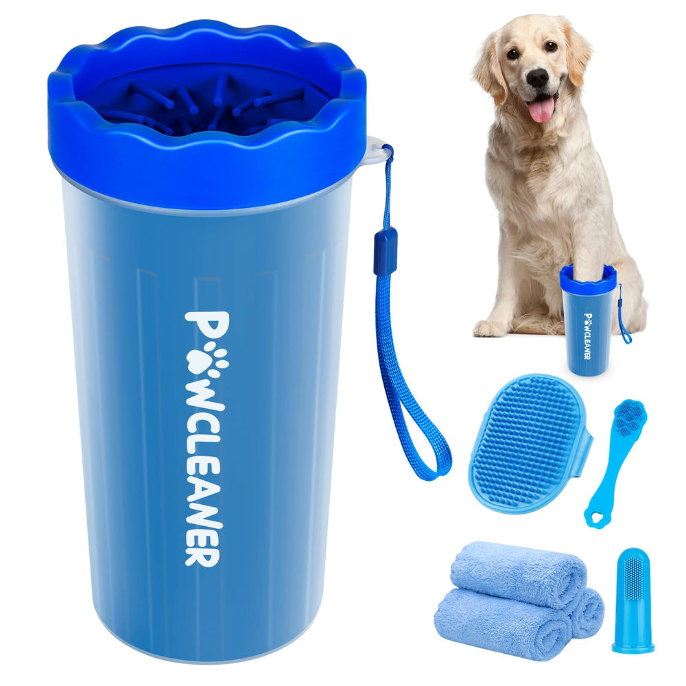 Comotech large paw cleaner shows paw inside cup for quick mud removal after hikes.