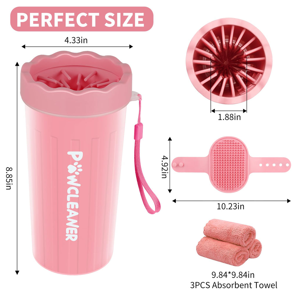 Comotech paw cleaner size guide shows large fit for 3.5-inch paws.