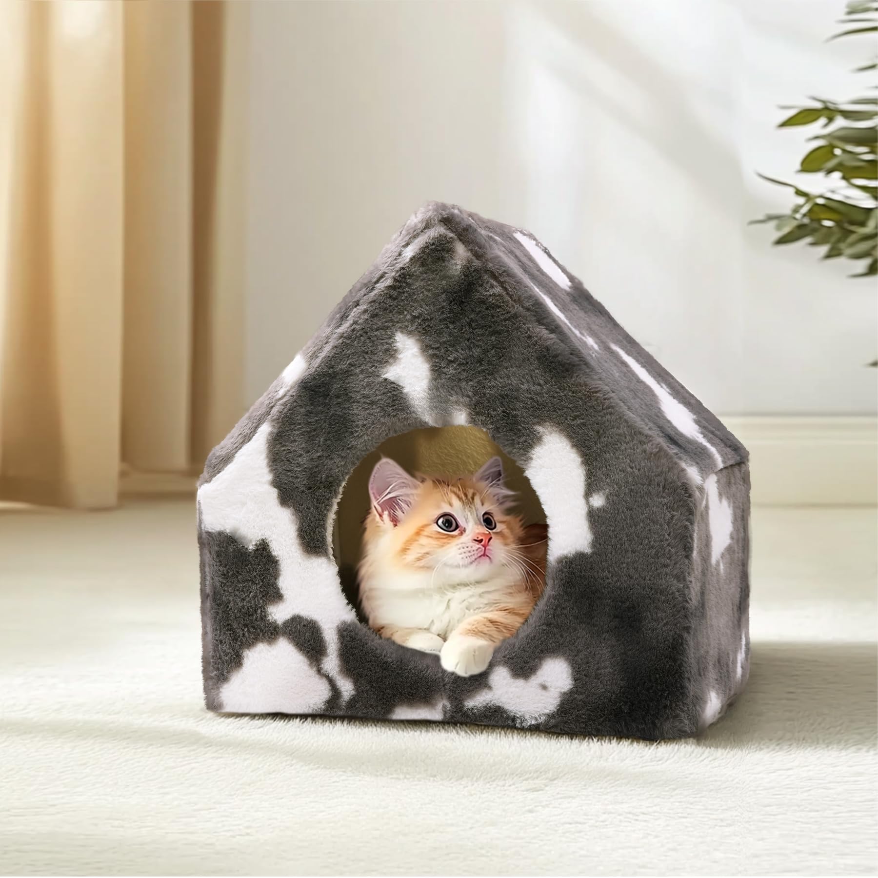 ComSaf cat bed house grey color complements living spaces