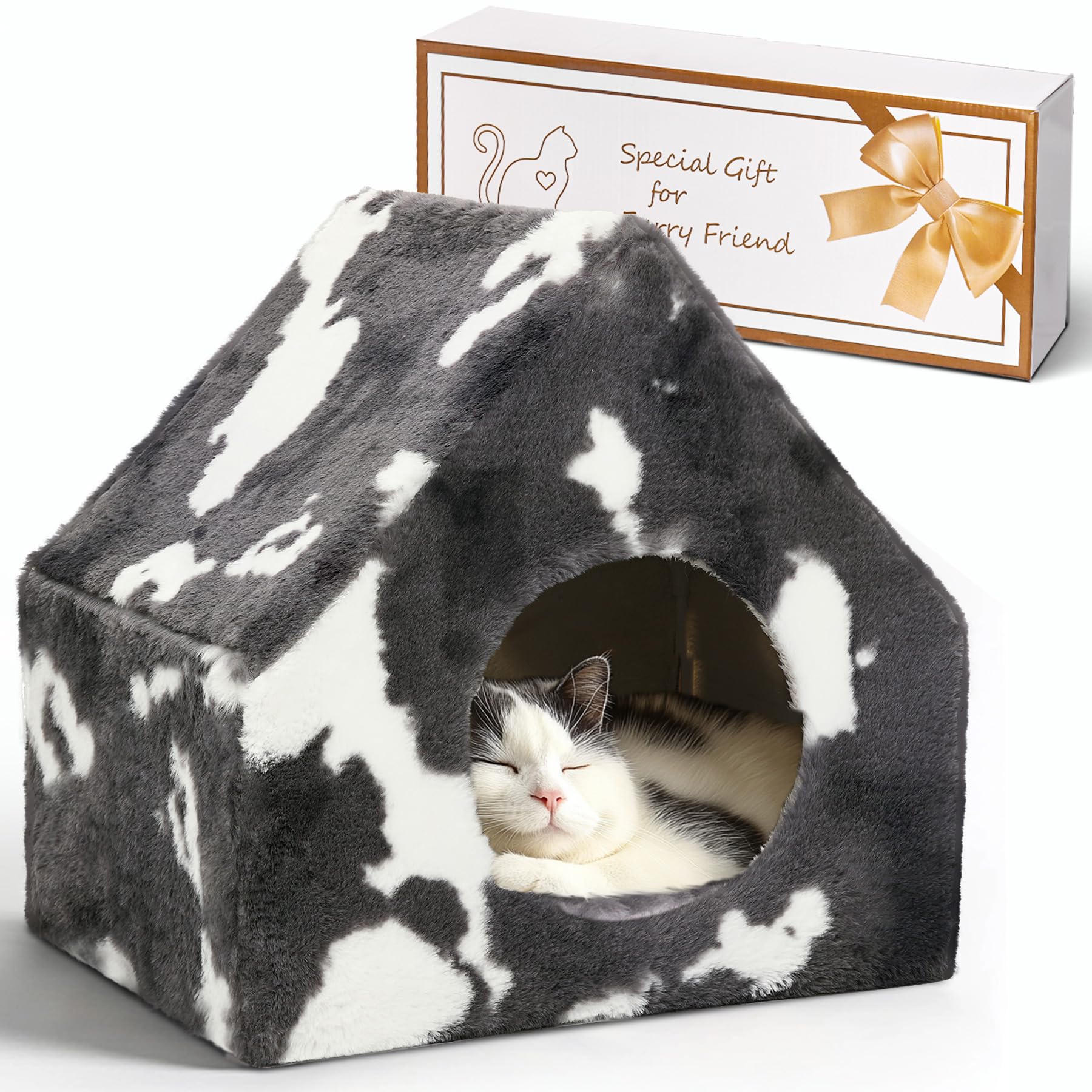 ComSaf cat bed house warm plush interior cozy hideaway
