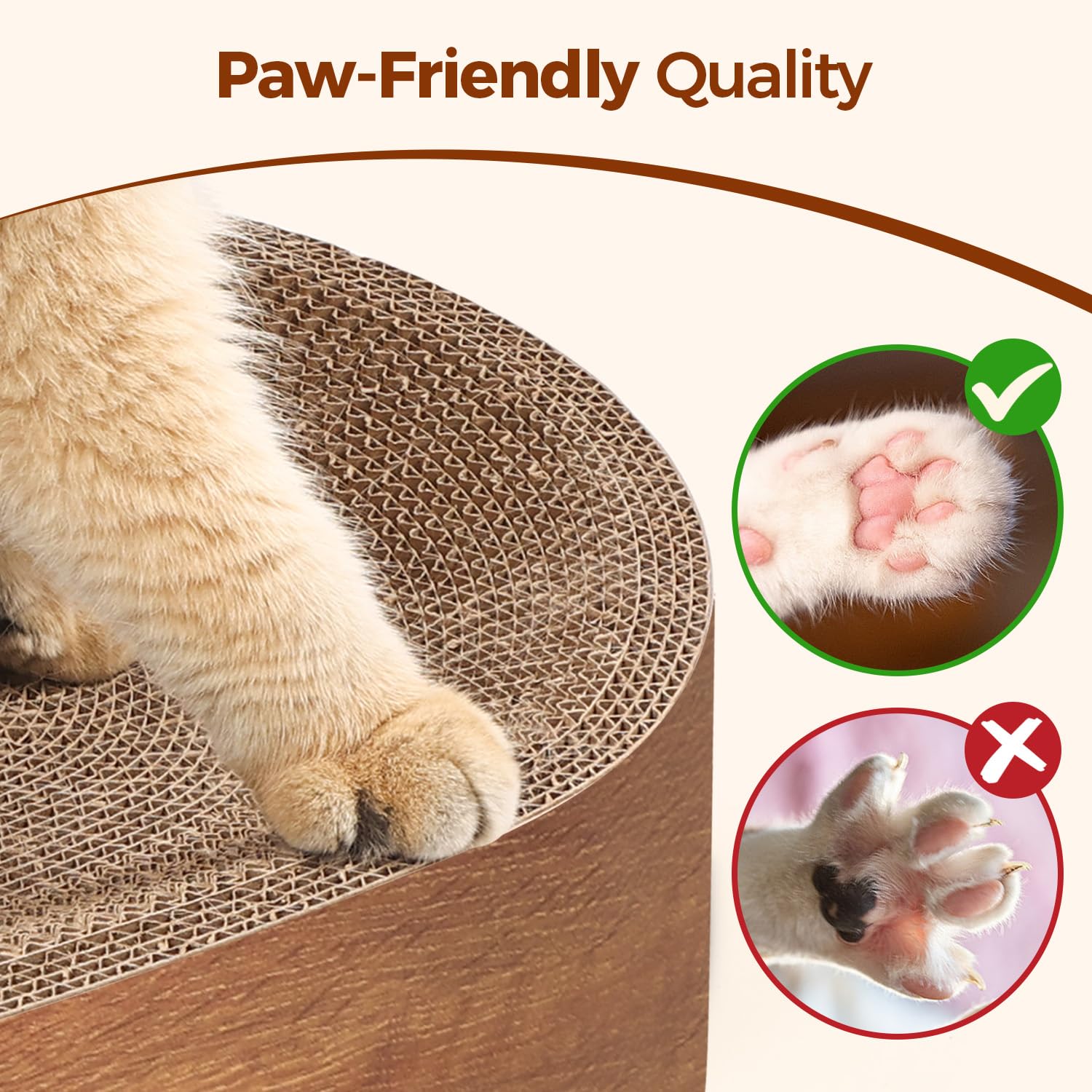 ComSaf Cat Scratcher Bed bark-texture mimics natural scratching surface