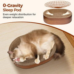 ComSaf Cat Scratcher Bed sealed base showing debris collection and clean floors