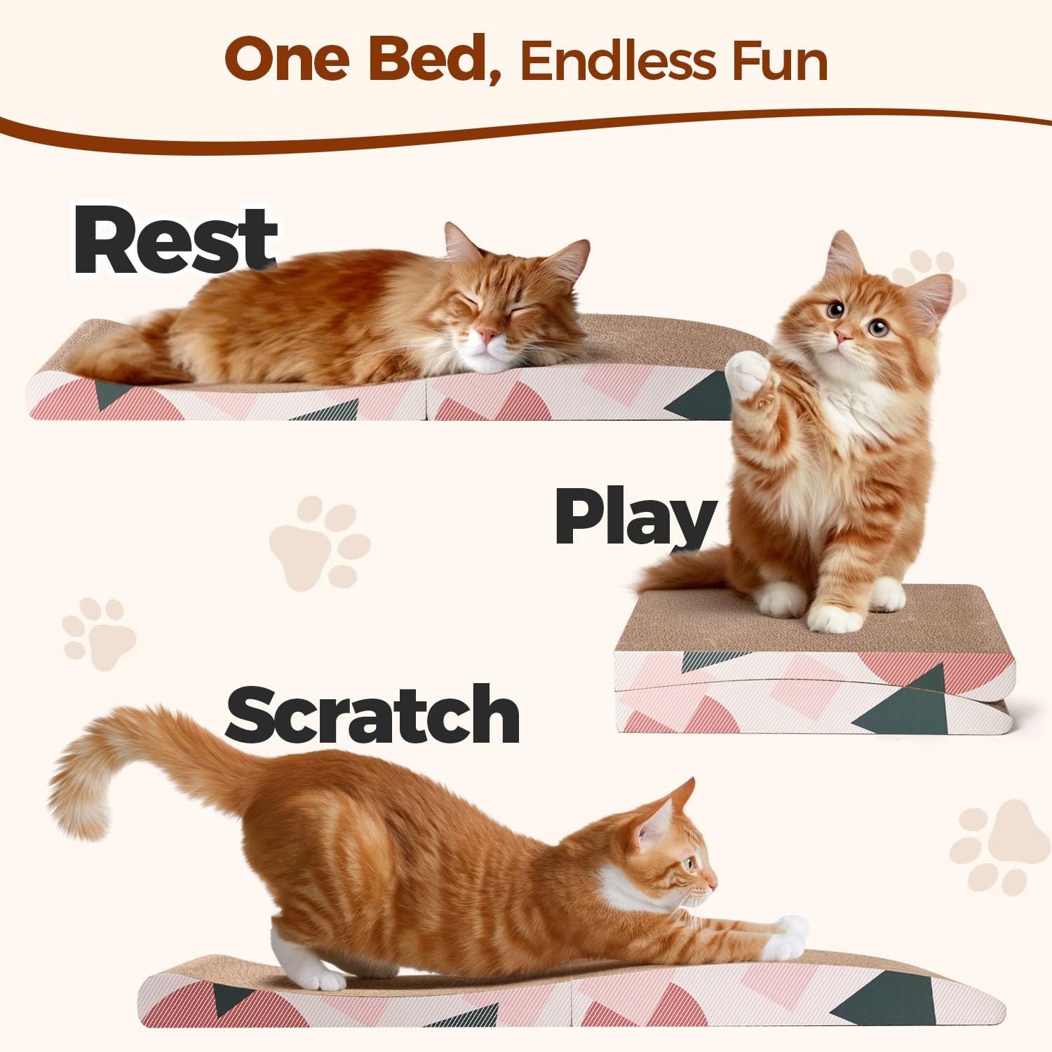 ComSaf cat scratcher 32x10 bark texture close-up shows durability.