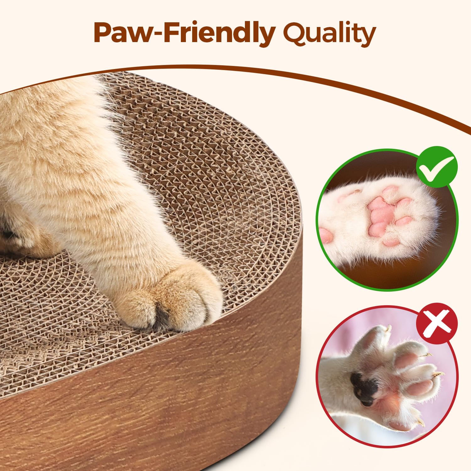 ComSaf bark-like texture provides a durable, claws-friendly scratching surface.