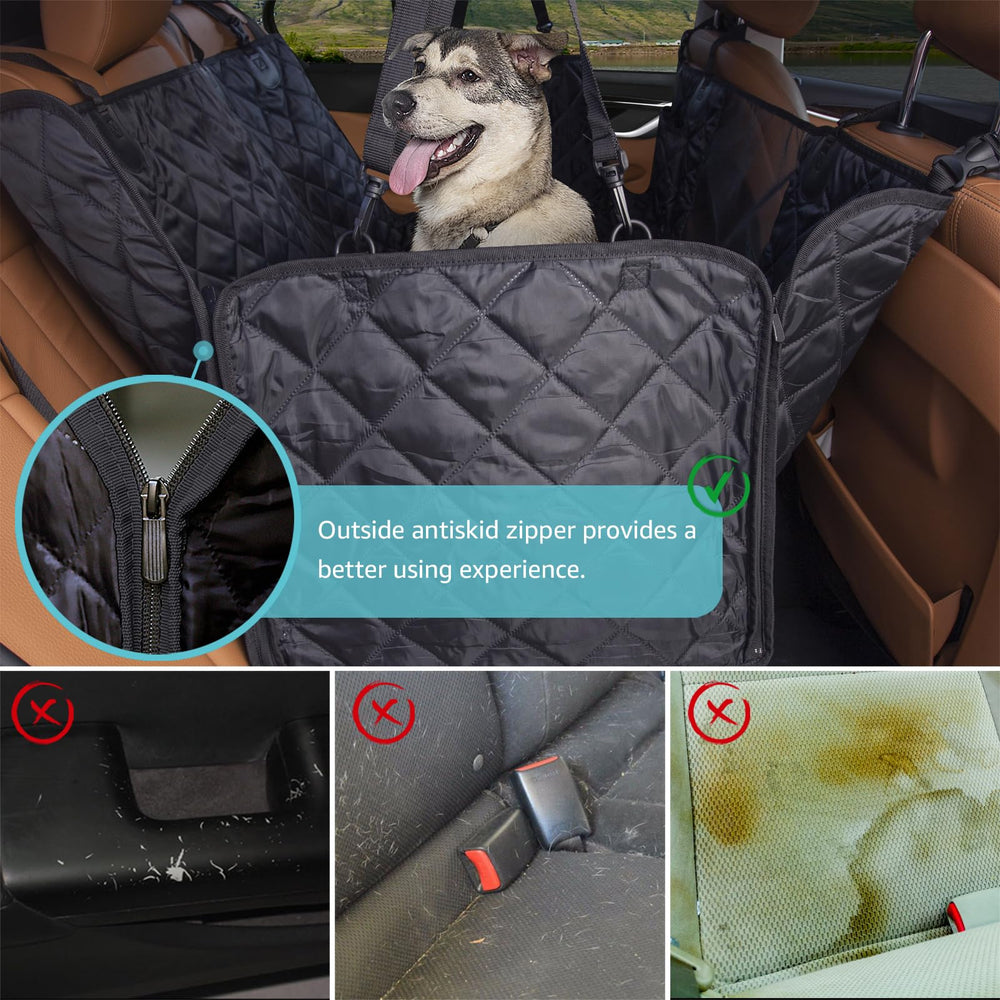 Comwish dog seat cover side flaps guard doors from scratches during rides