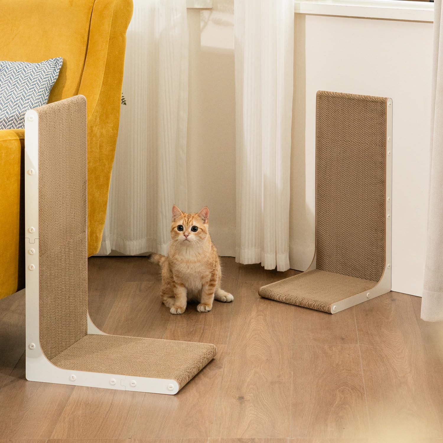 Conlun Cardboard Cat Scratcher helps protect furniture by redirecting claws.