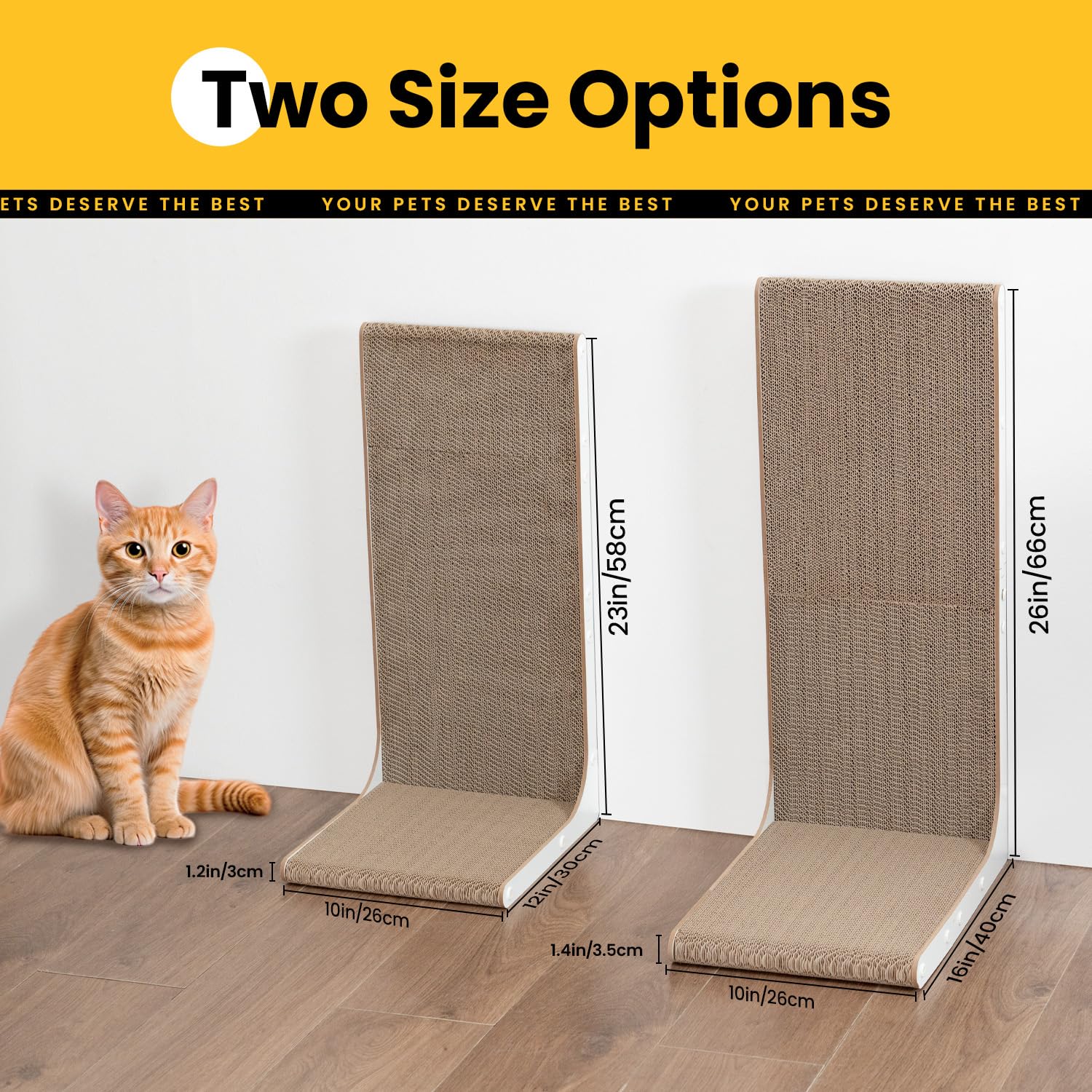 Conlun Cardboard Cat Scratcher white large front view showing modern finish.