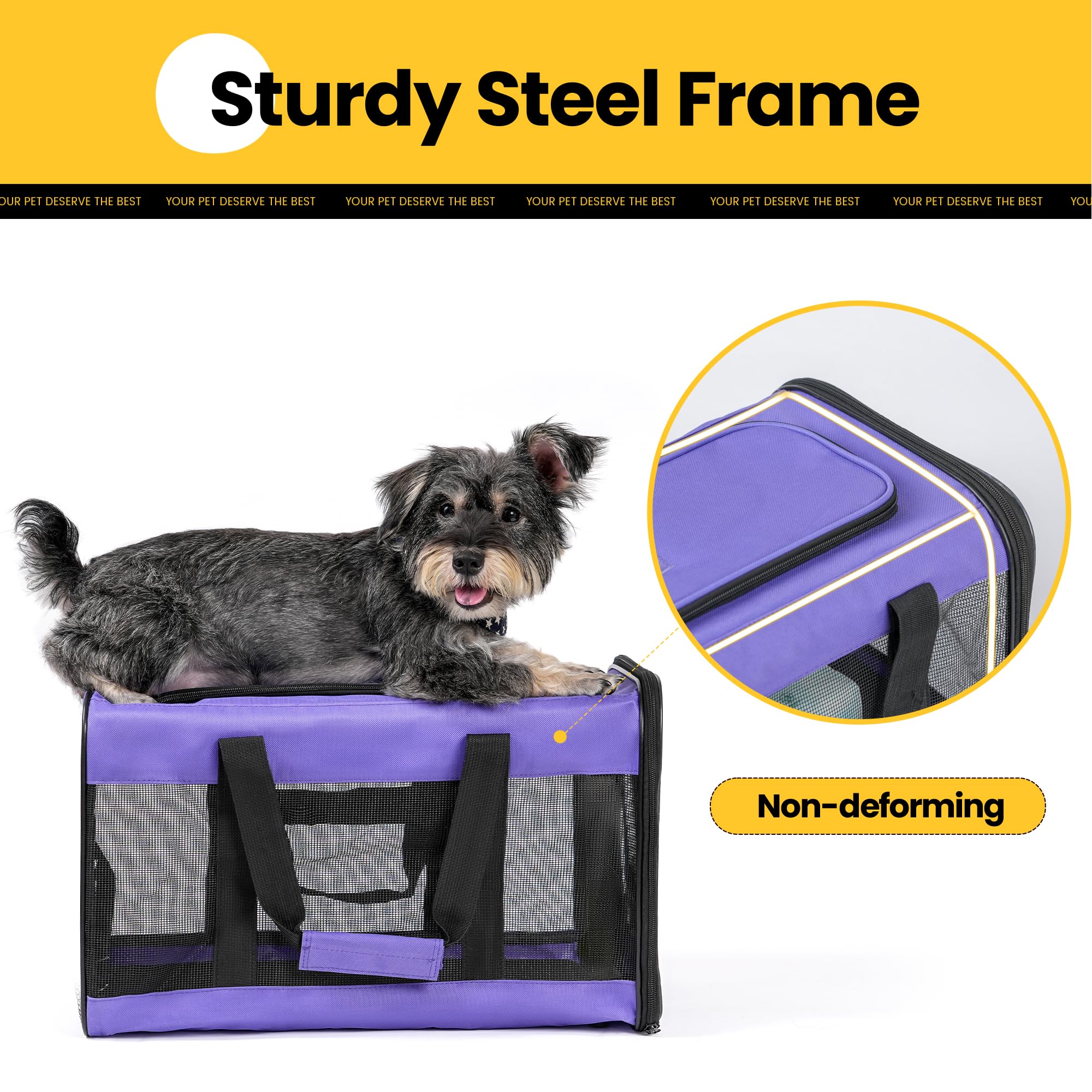 Conlun sturdy polyester and steel frame supports pets safely on trips.