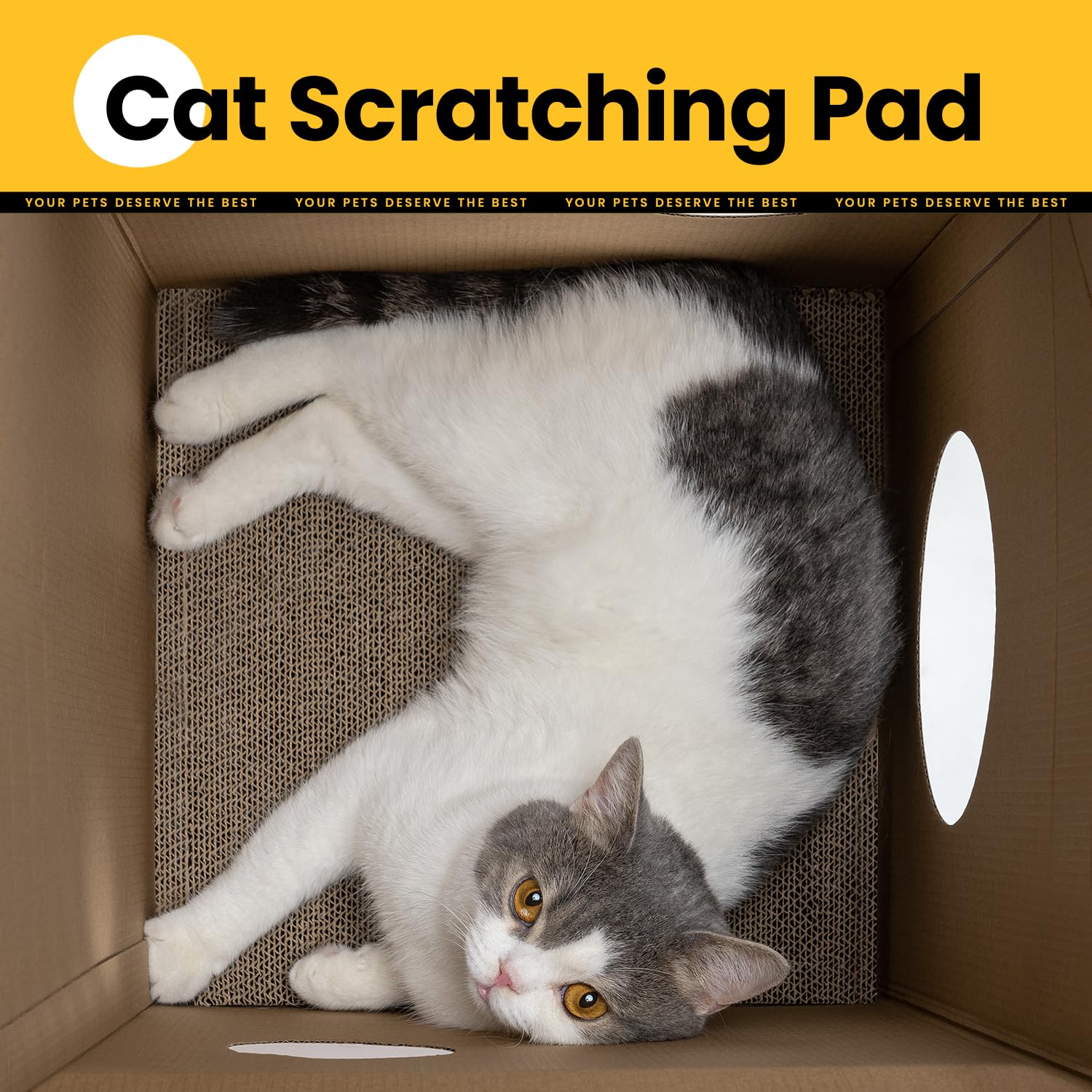 Conlun casa-gato-carton-tamano-medio, apta para gatos de tamaño mediano