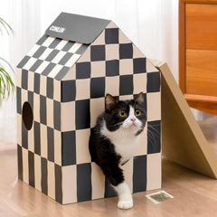 Conlun Casa de Gatos: rascador con menta de gato incluida para juego