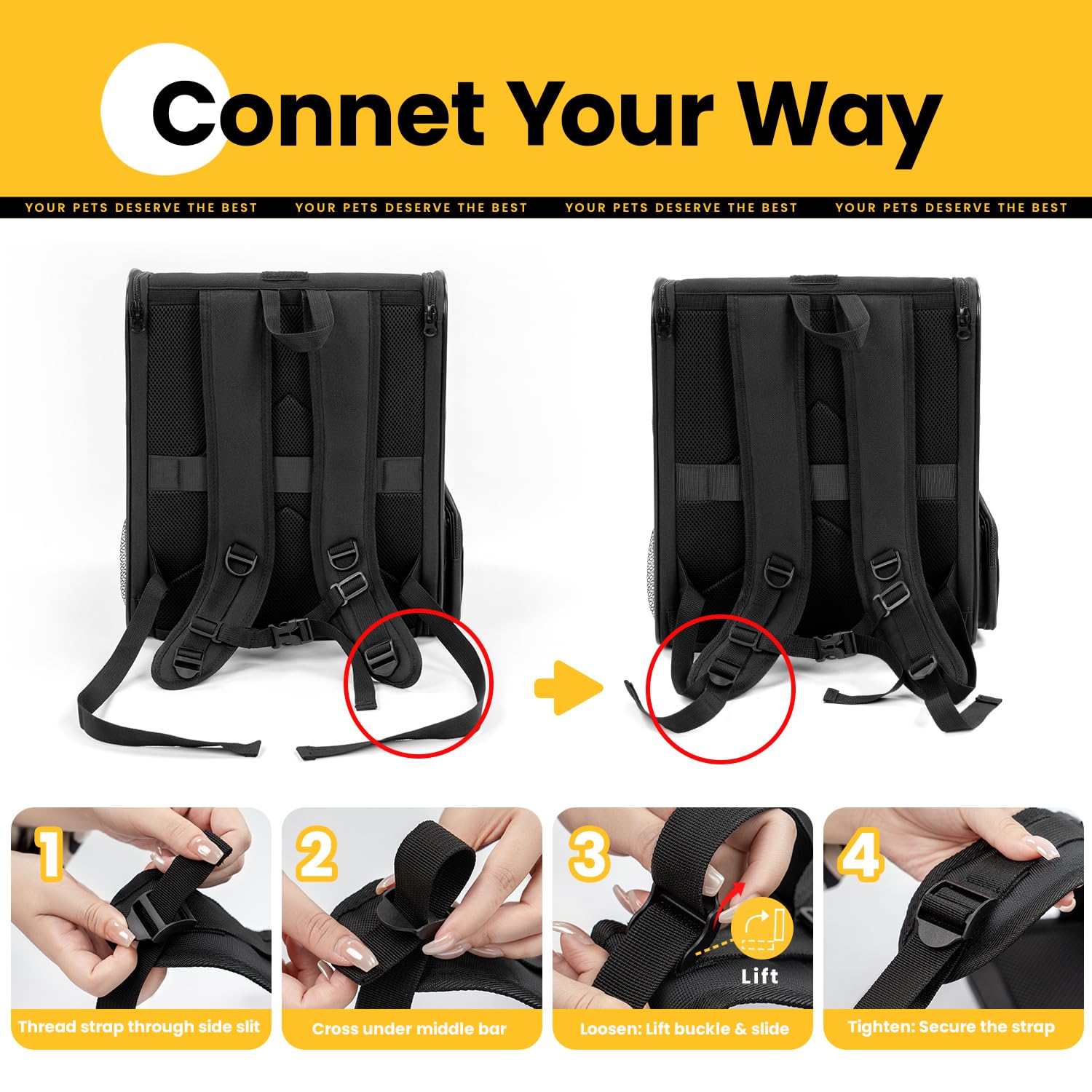 Conlun cat backpack durable material resists wear during outdoor outings.
