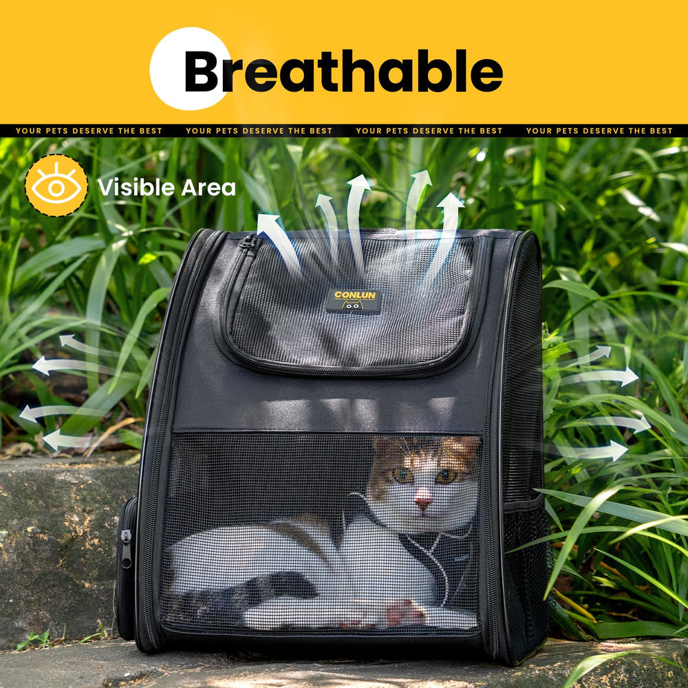 Conlun cat backpack interior easy-clean design handles messes after trips.