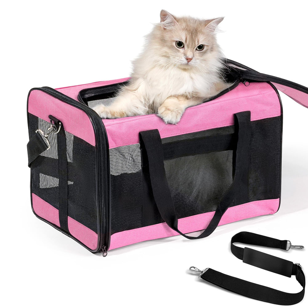 Conlun Cat Carrier airline-approved open-top provides breathable comfort during travel.