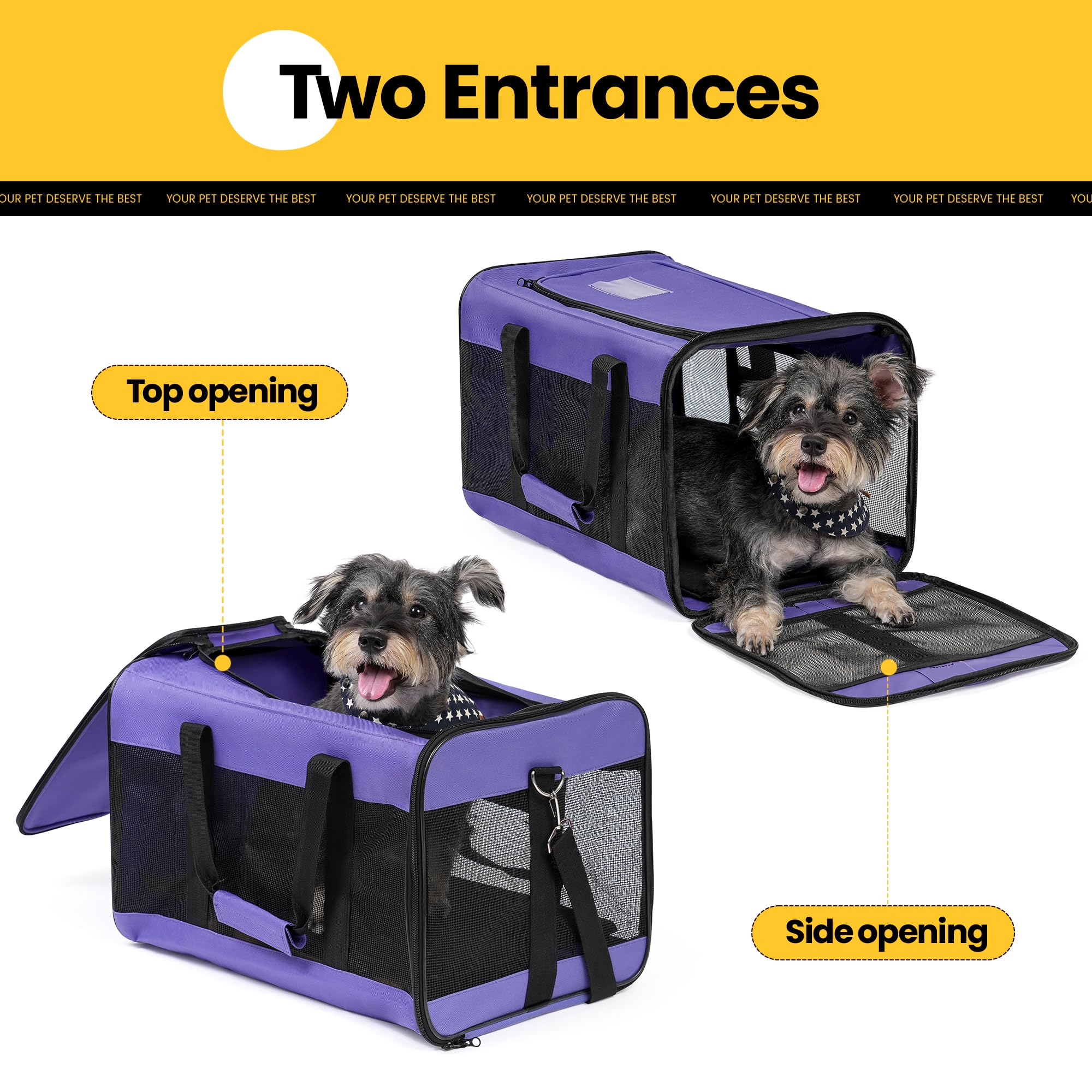 Conlun cat carrier breathable mesh windows provide fresh air and visibility.