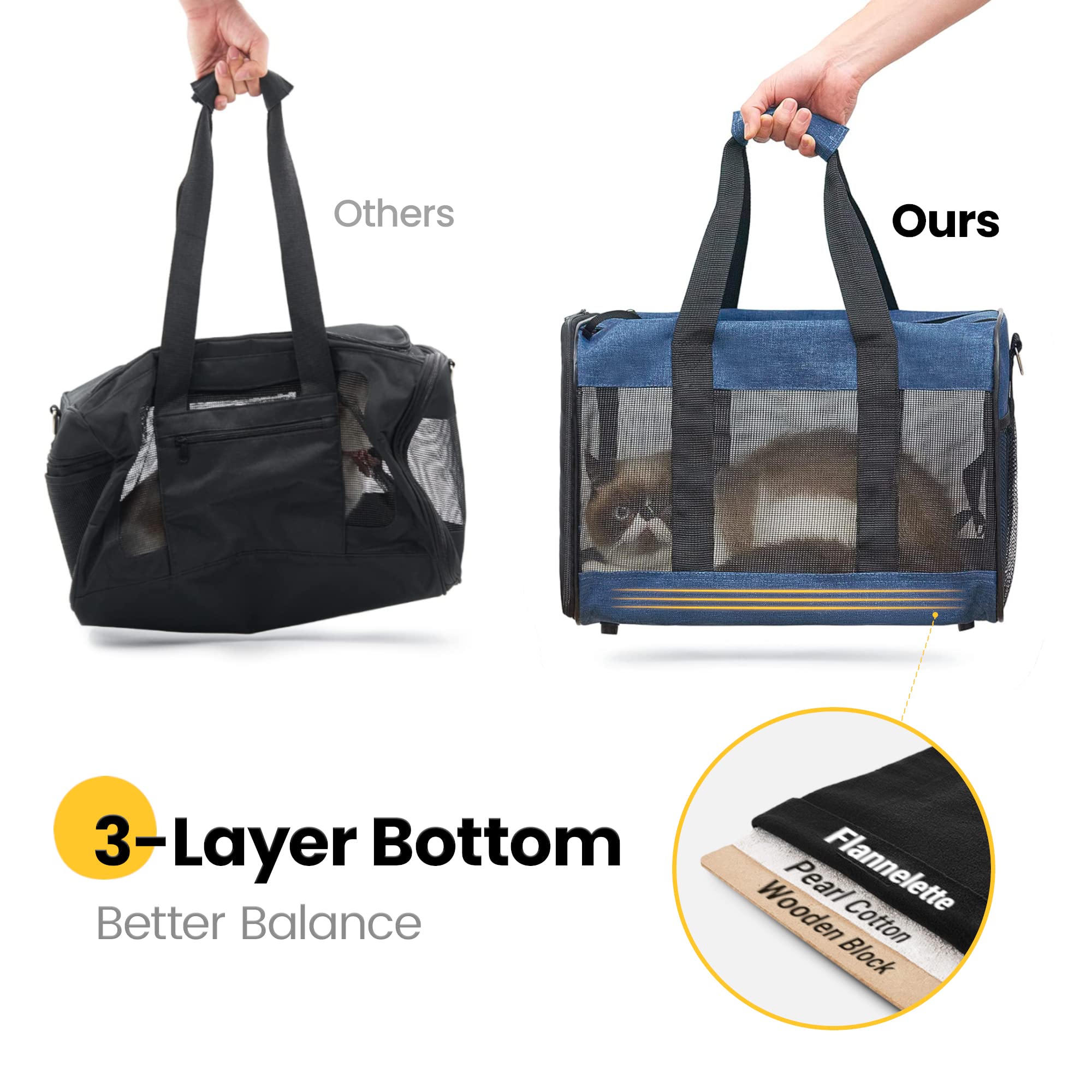 Conlun cat carrier collapsible foldable design for compact storage.
