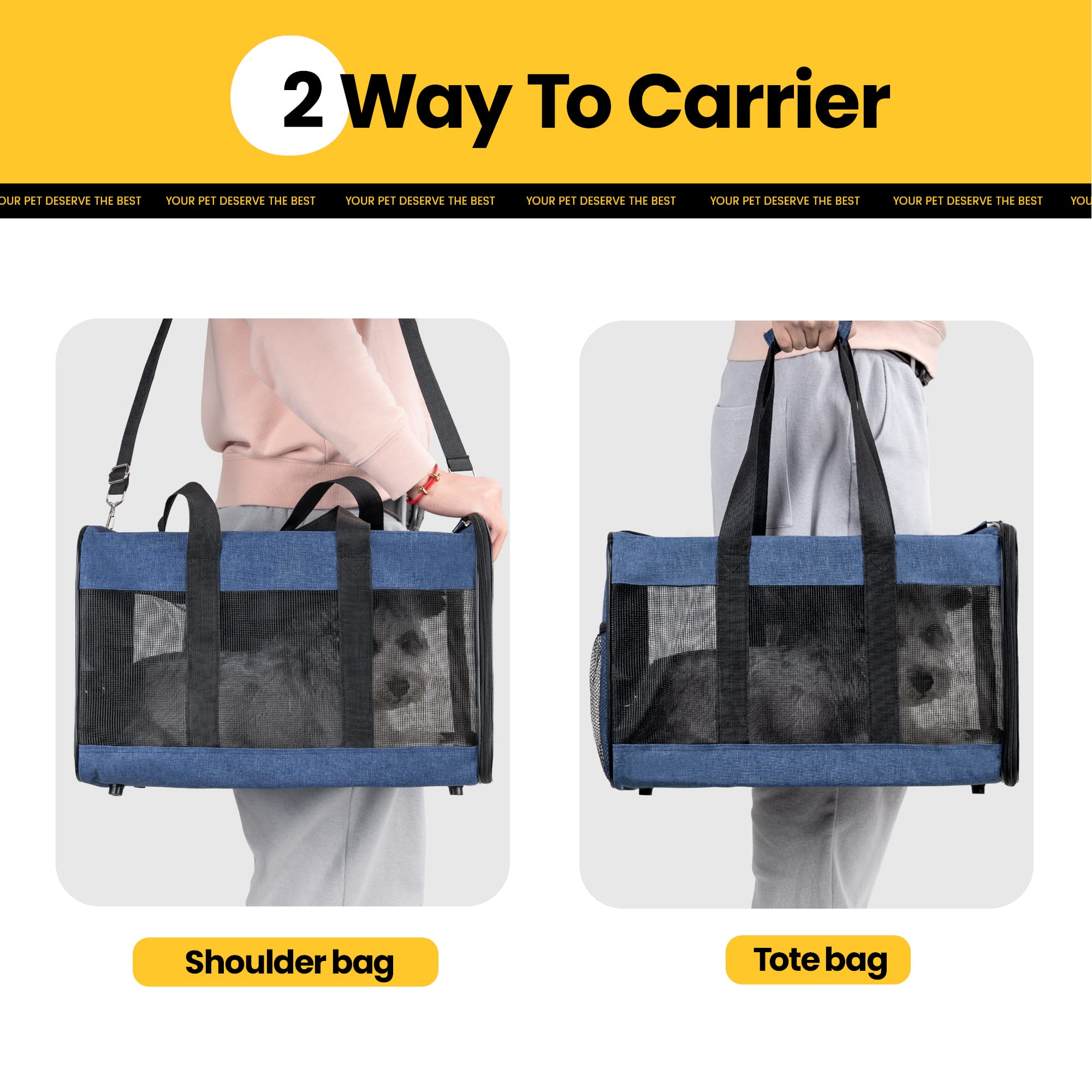 Conlun cat carrier easy-clean surface resists dirt and wipes clean.