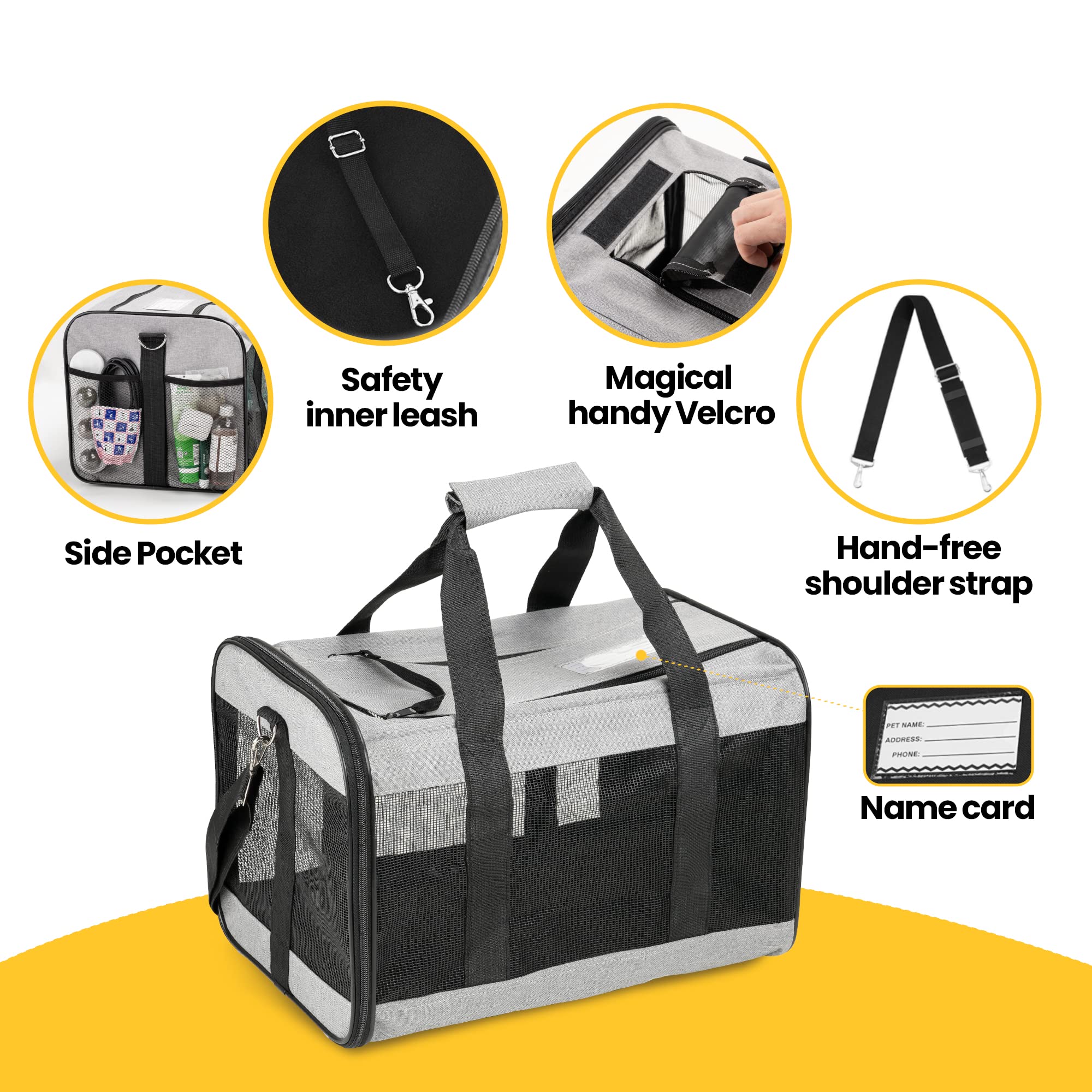 Conlun carrier external pockets store treats, leashes, and essentials