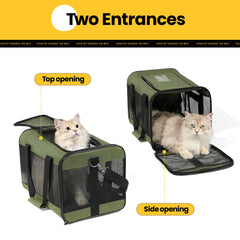 Conlun Cat Carrier external pockets store food and leashes.