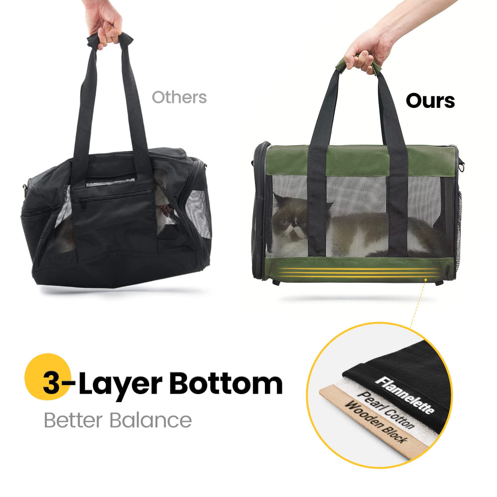 Conlun Cat Carrier folds flat for compact storage.