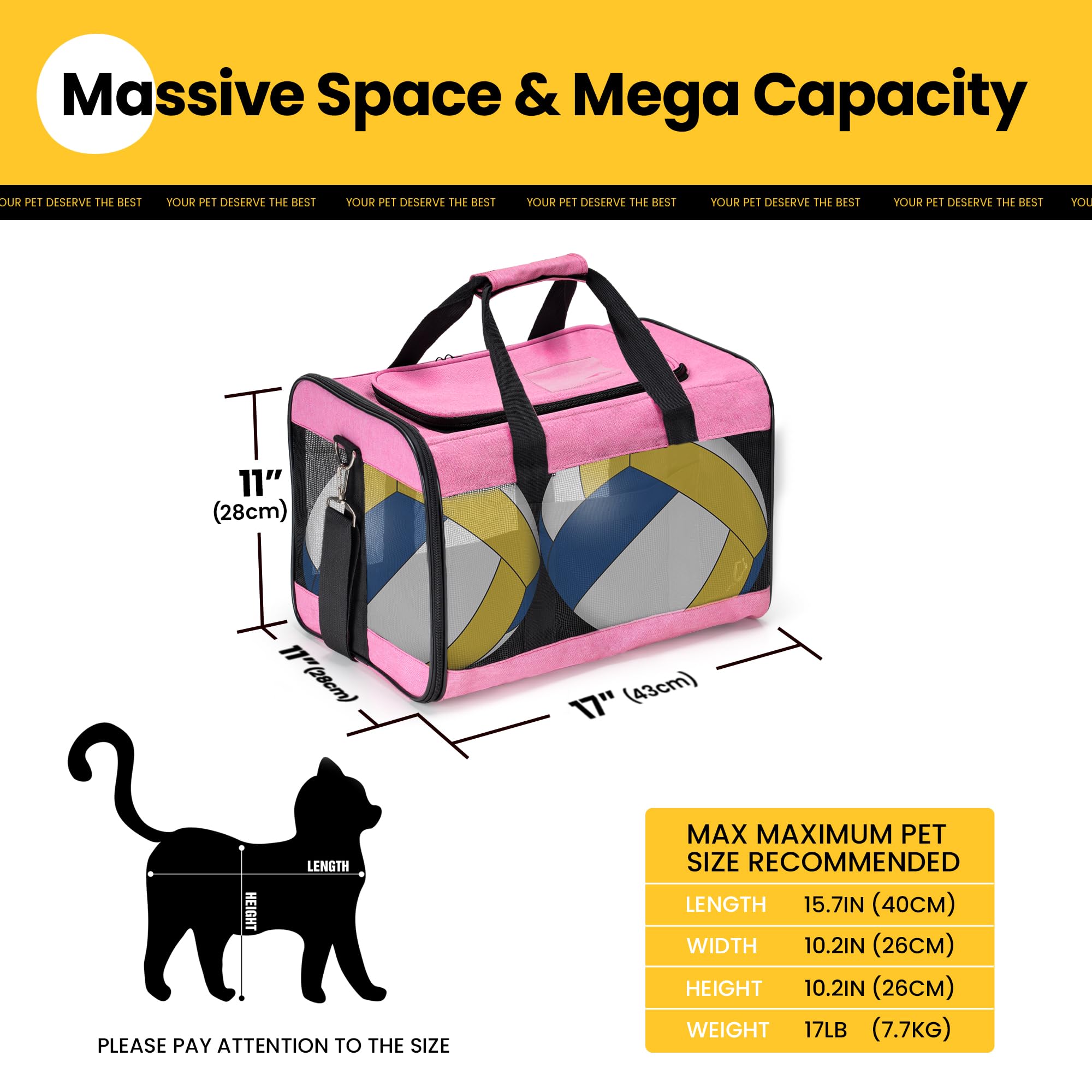 Conlun Cat Carrier inner safety leash keeps your pet secure on the go.