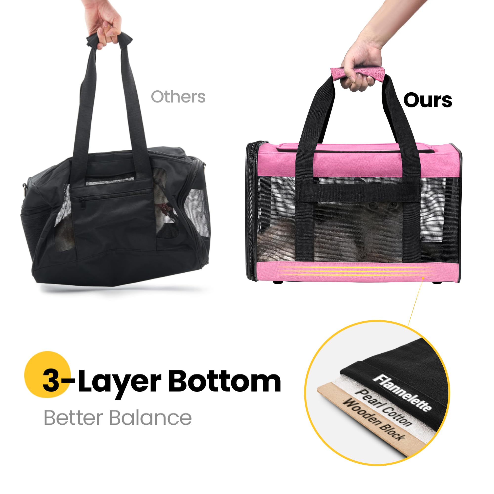 Conlun Cat Carrier portable and foldable with adjustable strap for comfortable carrying.