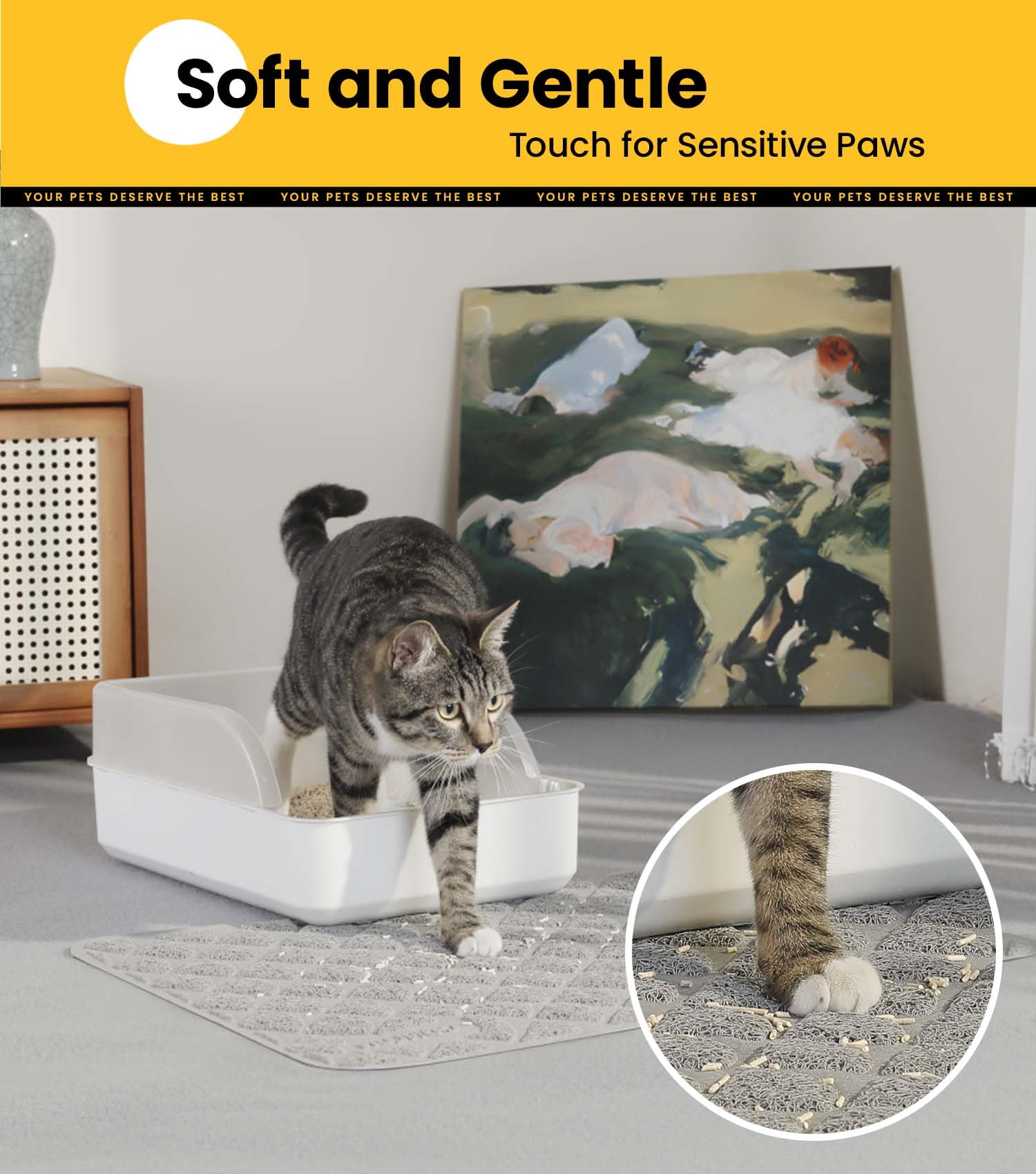 Conlun cat litter mat 47 by 35 inches fits any setup