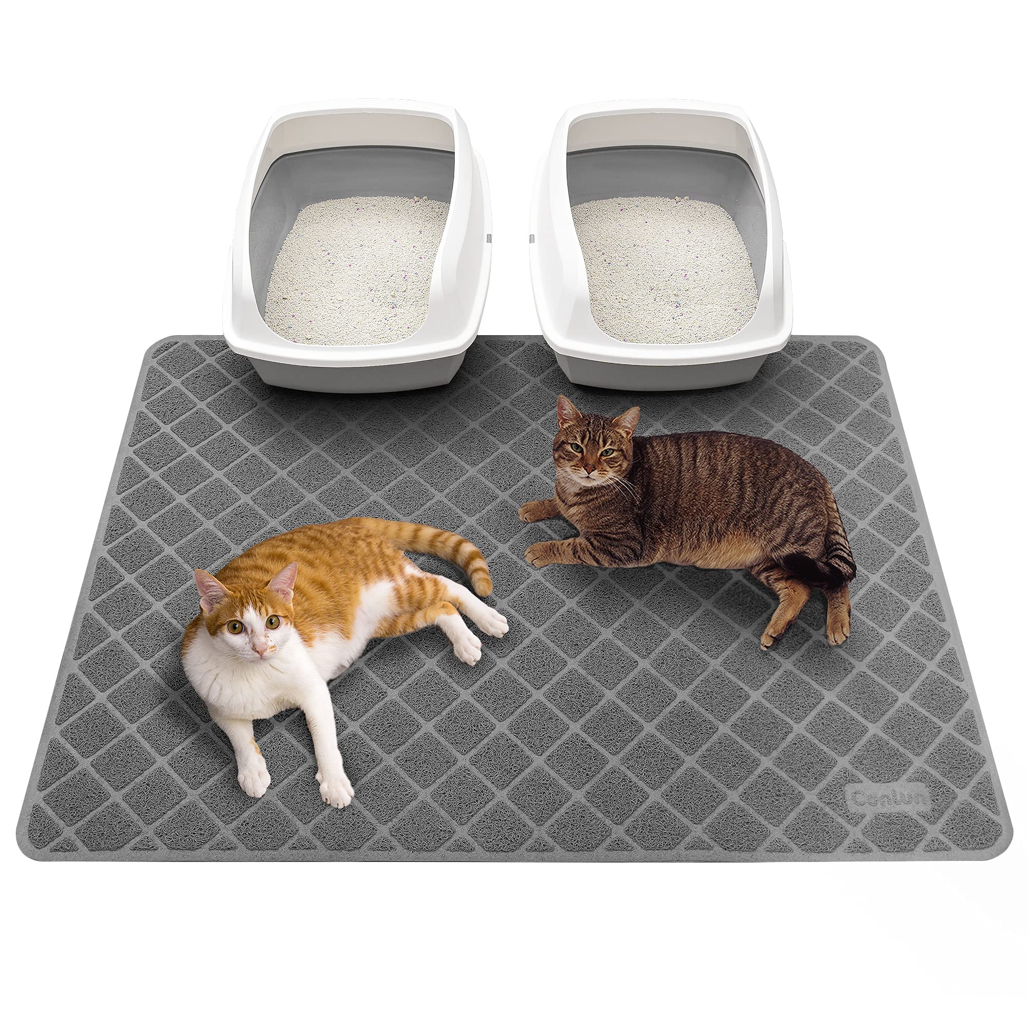 Conlun cat litter mat grid-closeup showing tight mesh trapping loose litter and keeping floors clean.
