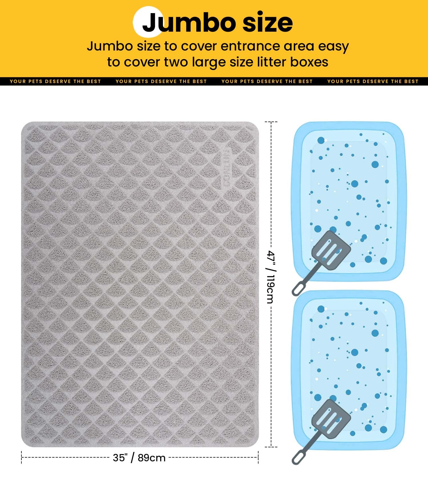 Conlun cat litter mat non-slip back keeps mat in place
