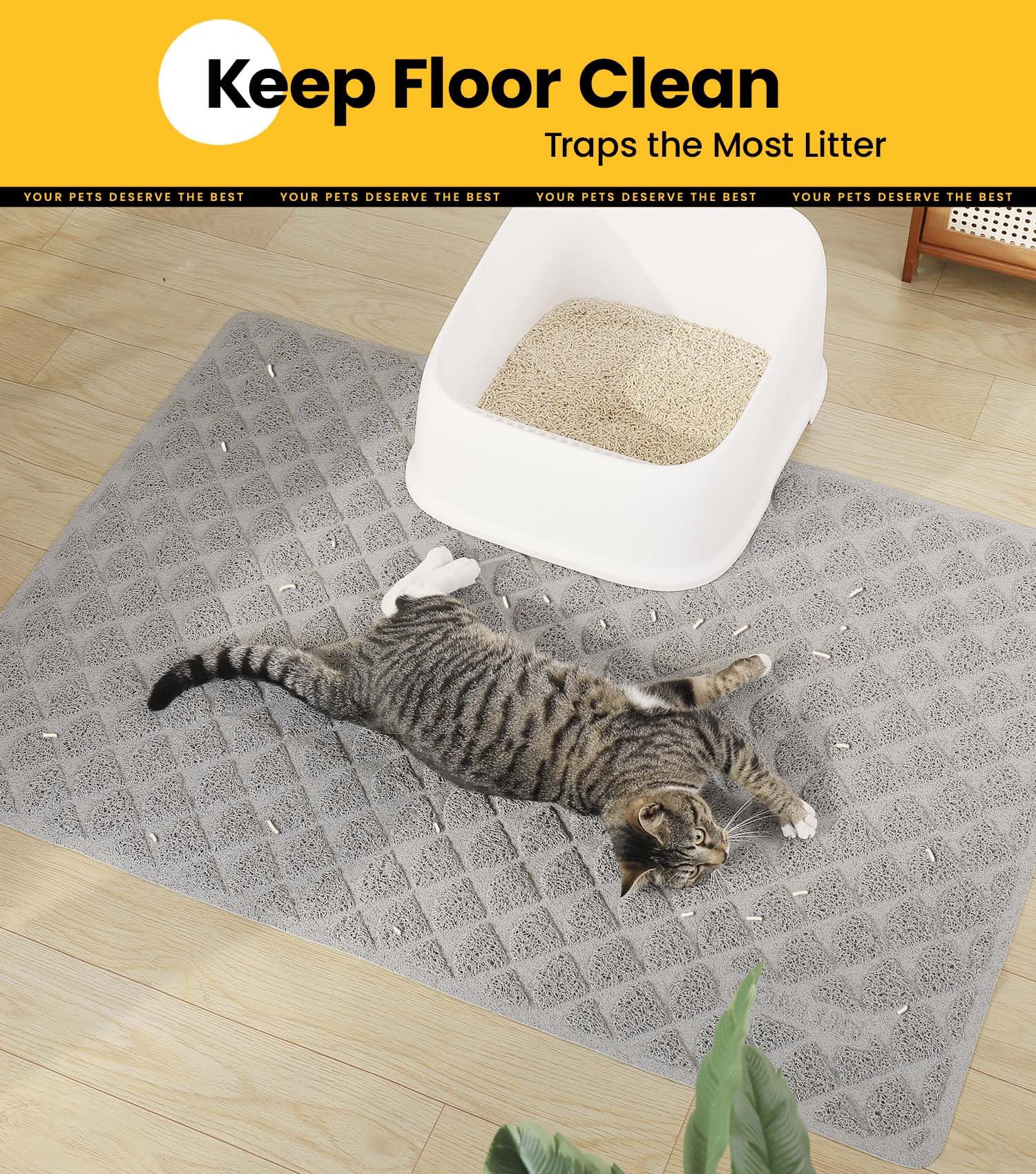 Conlun cat litter mat thick coils trap litter more efficiently