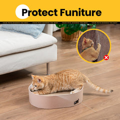 Conlun cat-scratcher-box-dimension-view shows 16x12x4 inches for roomy indoors.