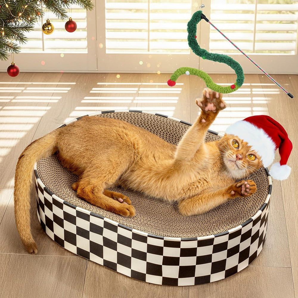 Conlun cat scratcher oval design offers ergonomic comfort for scratching and lounging.