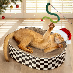 Conlun cat scratcher oval design offers ergonomic comfort for scratching and lounging.