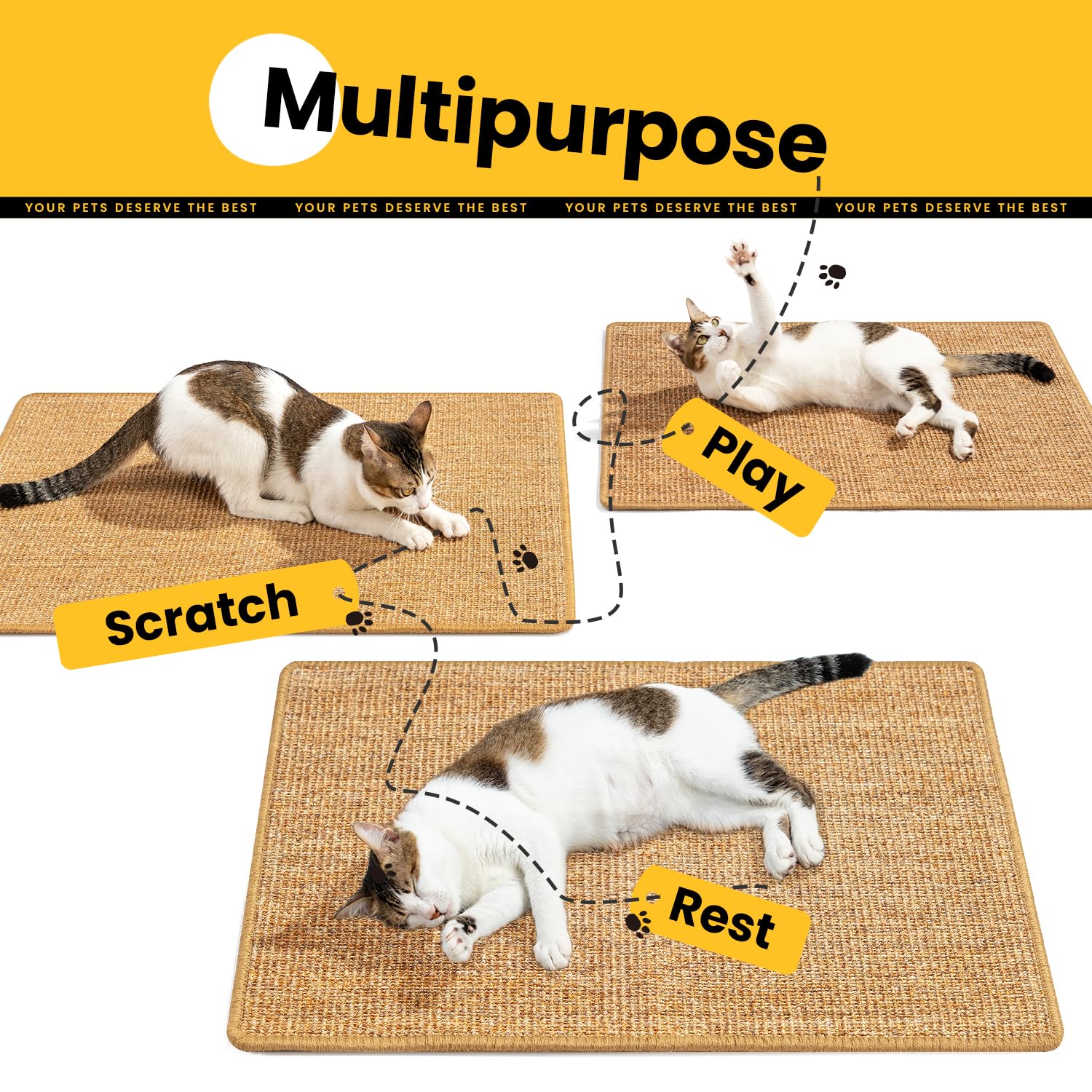 Conlun Cat Scratcher Mat on floors protects furniture from claw damage.