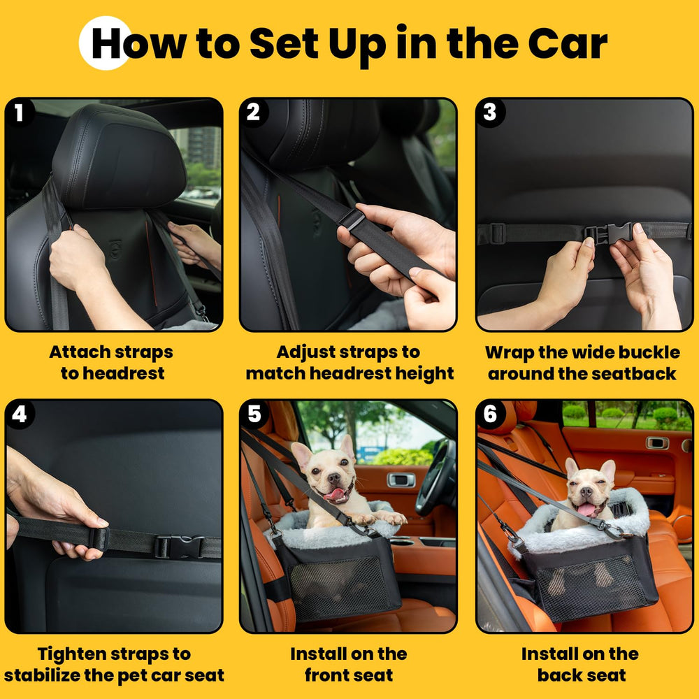 Conlun dog car seat booster collapsible design stores flat after use.