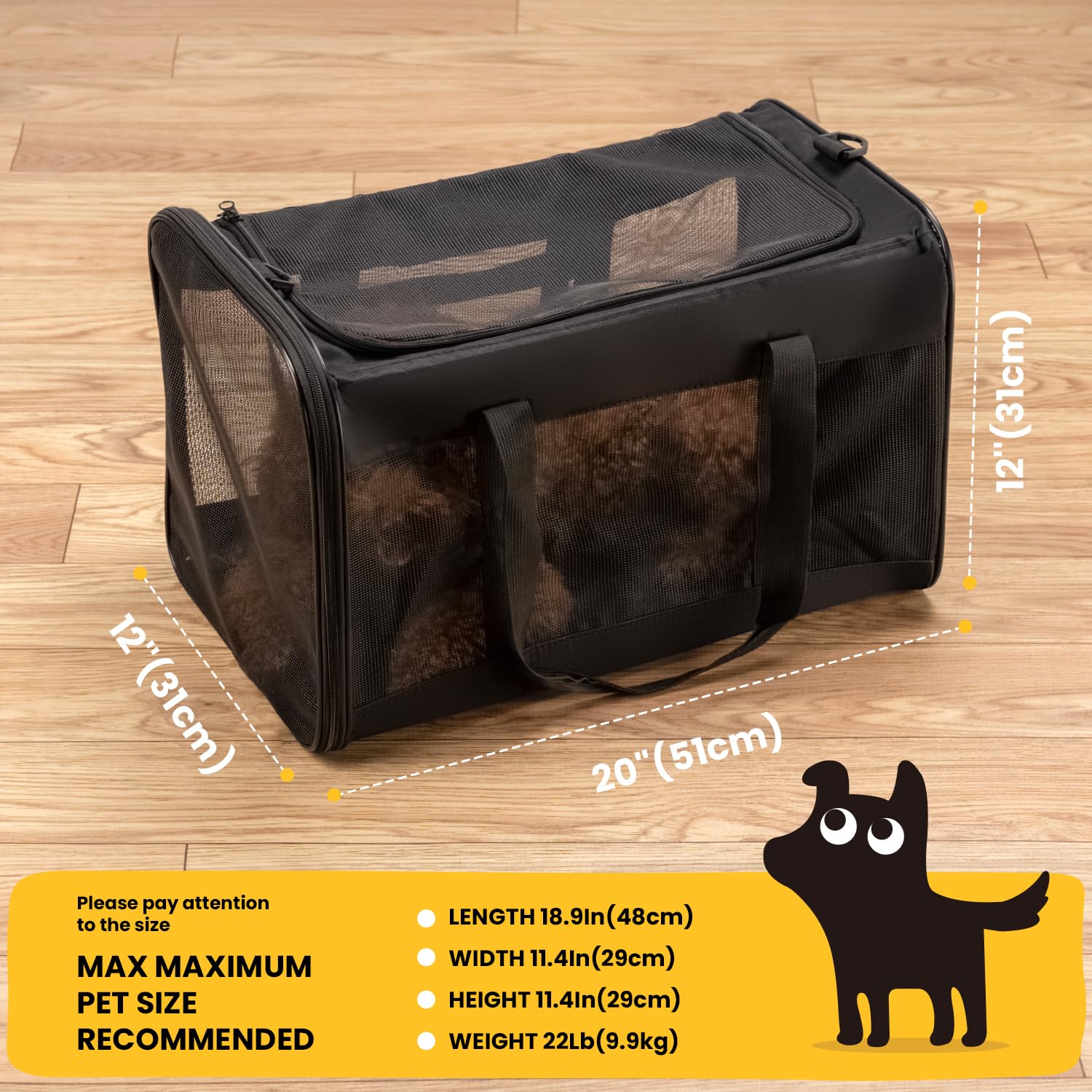 Conlun dog carrier side opening demonstrates easy pet entry during vet visits