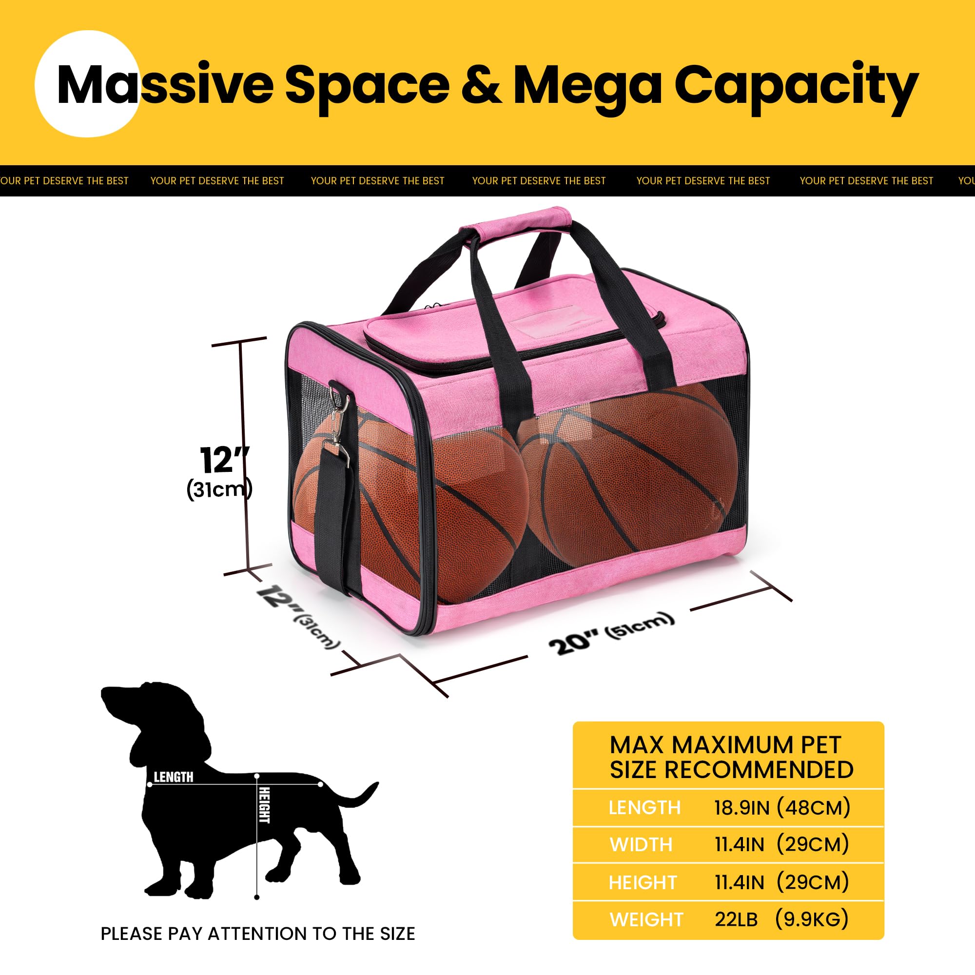 Conlun dog carrier soft sided side view highlights sturdy frame and secure closures for trips.
