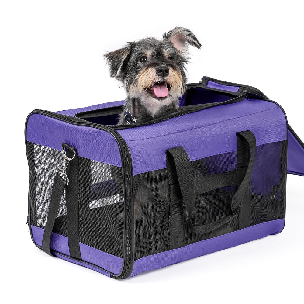 Conlun soft-sided dog carrier top view for easy car travel with pets.