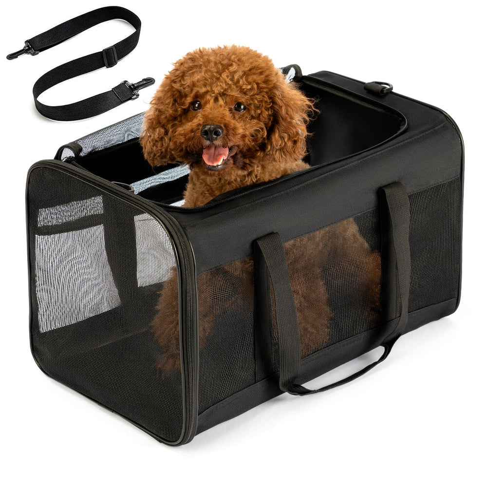 Conlun dog carrier top view shows breathable mesh for comfortable car trips
