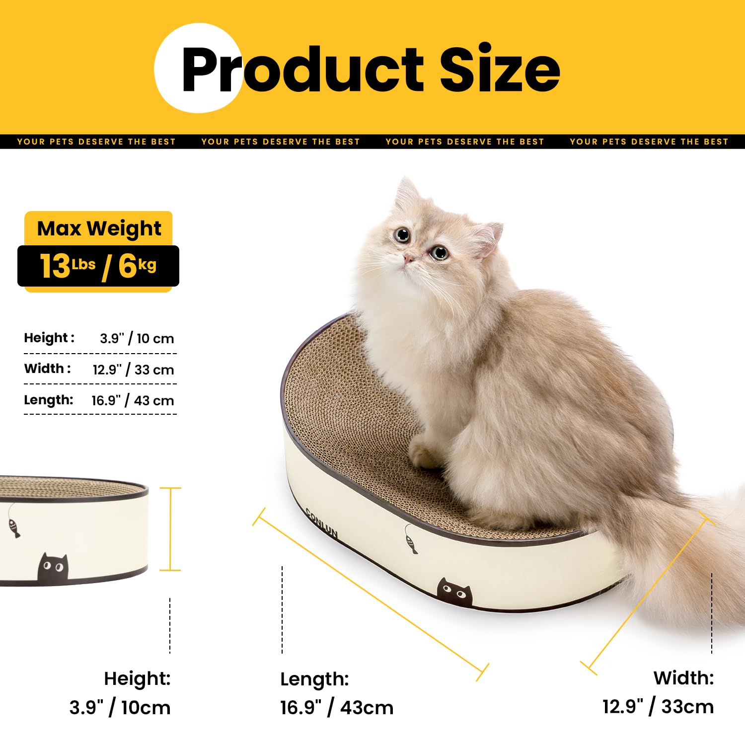 Conlun Oval Cat Scratcher Bed in living room scene shows furniture protection with style.