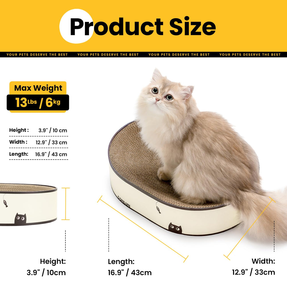 Conlun Oval Cat Scratcher Bed in living room scene shows furniture protection with style.