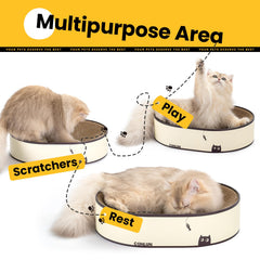 Conlun Oval Cat Scratcher Bed ivory side view protects furniture while lounging.