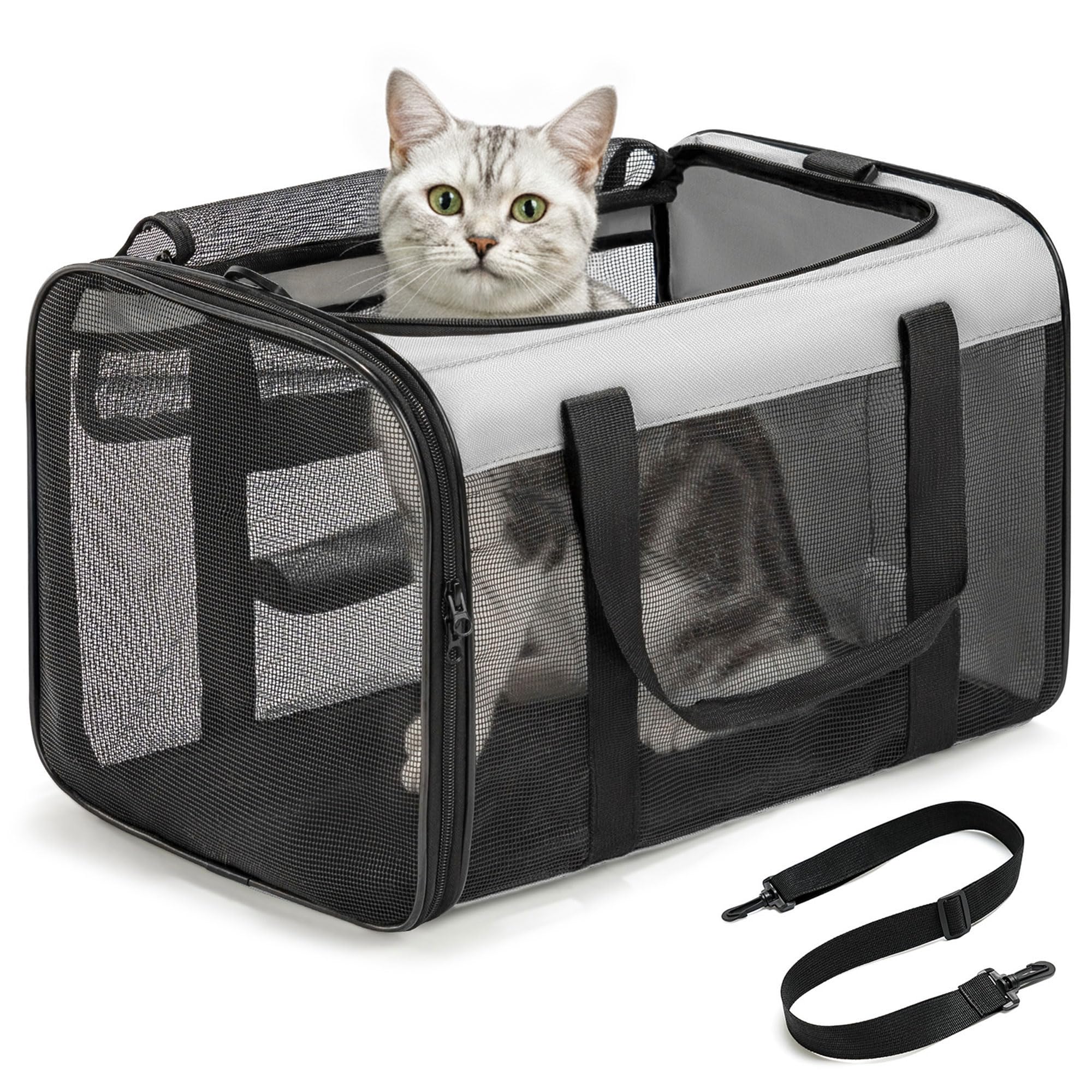 Conlun soft-sided cat carrier exterior front view, convenient for in-cabin travel
